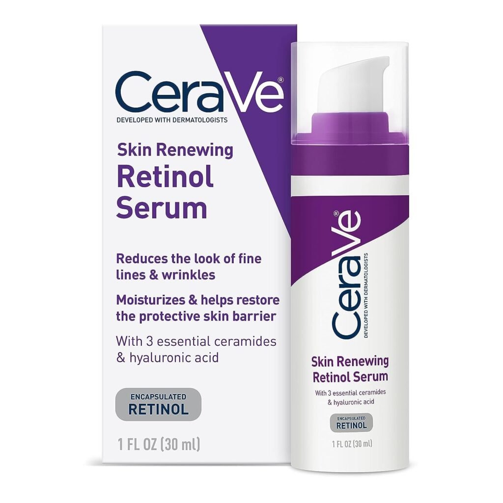 CeraVe Anti Aging Retinol Serum For Face, 1 Oz | Encapsulated Retinol With Hyaluronic Acid, Niacinamide & Ceramides
